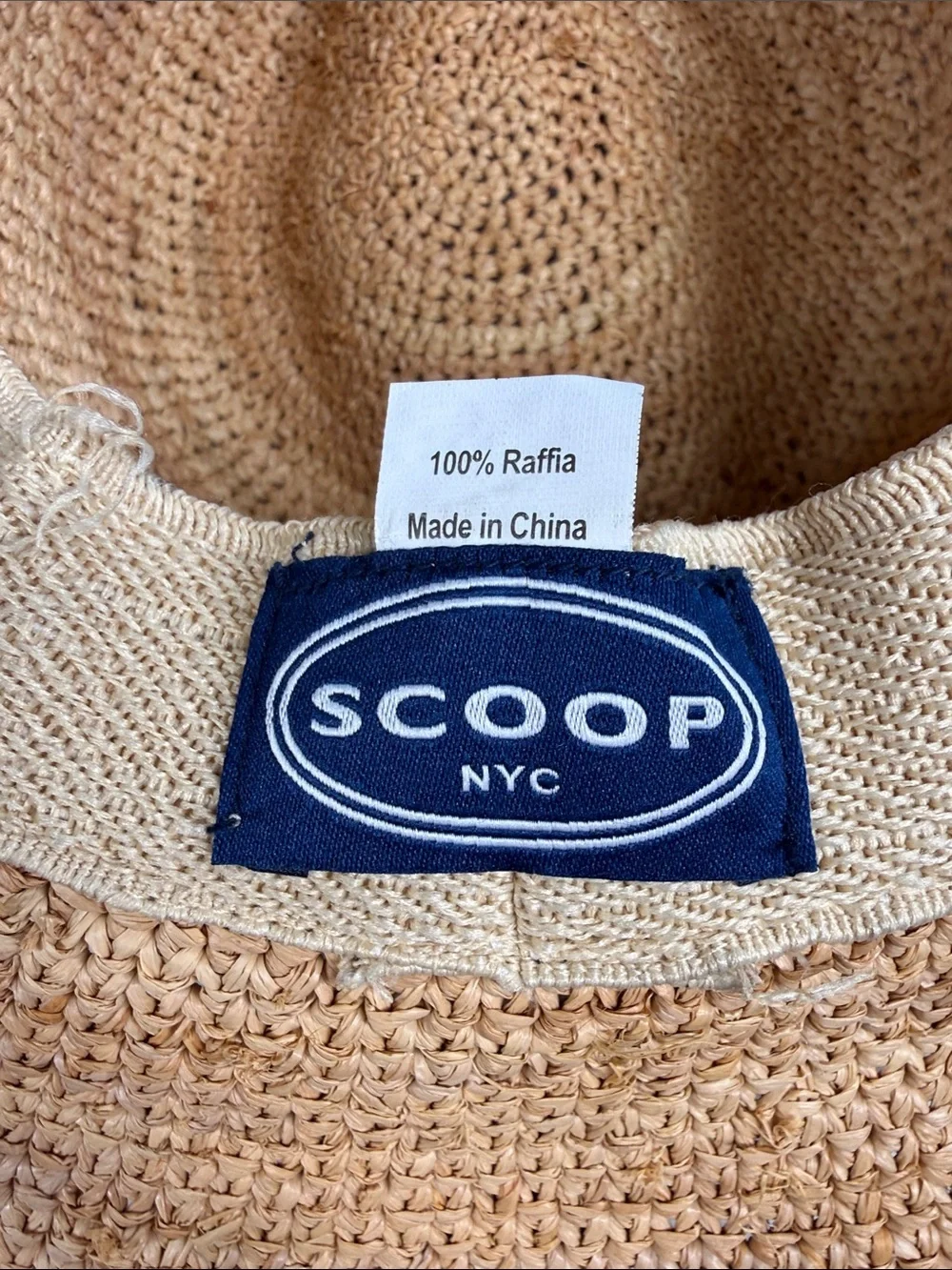 SCOOP NYC rafia straw sun beach hat with beaded band